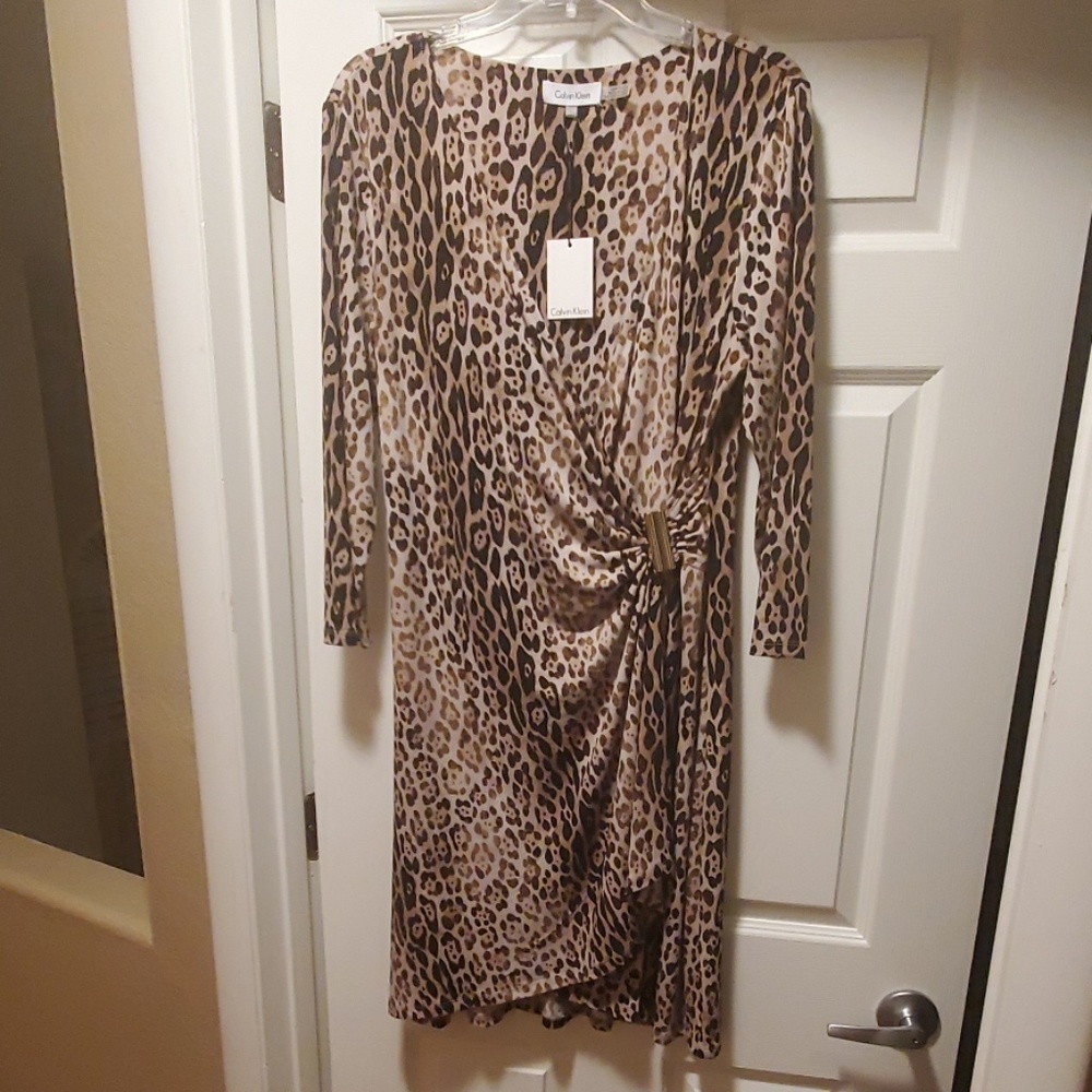 Calvin Klein leopard print wrap dress
